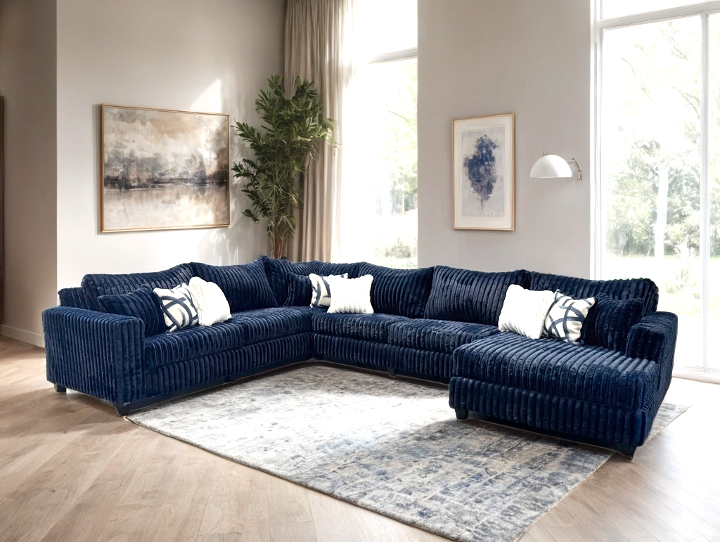 Sapphire Plush 4-Piece Oversized Corduroy Sectional