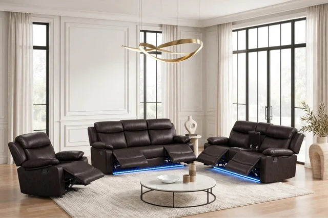 Cognac Camden Reclining Sofa, Loveseat & Chair Set - manufacturer photo
