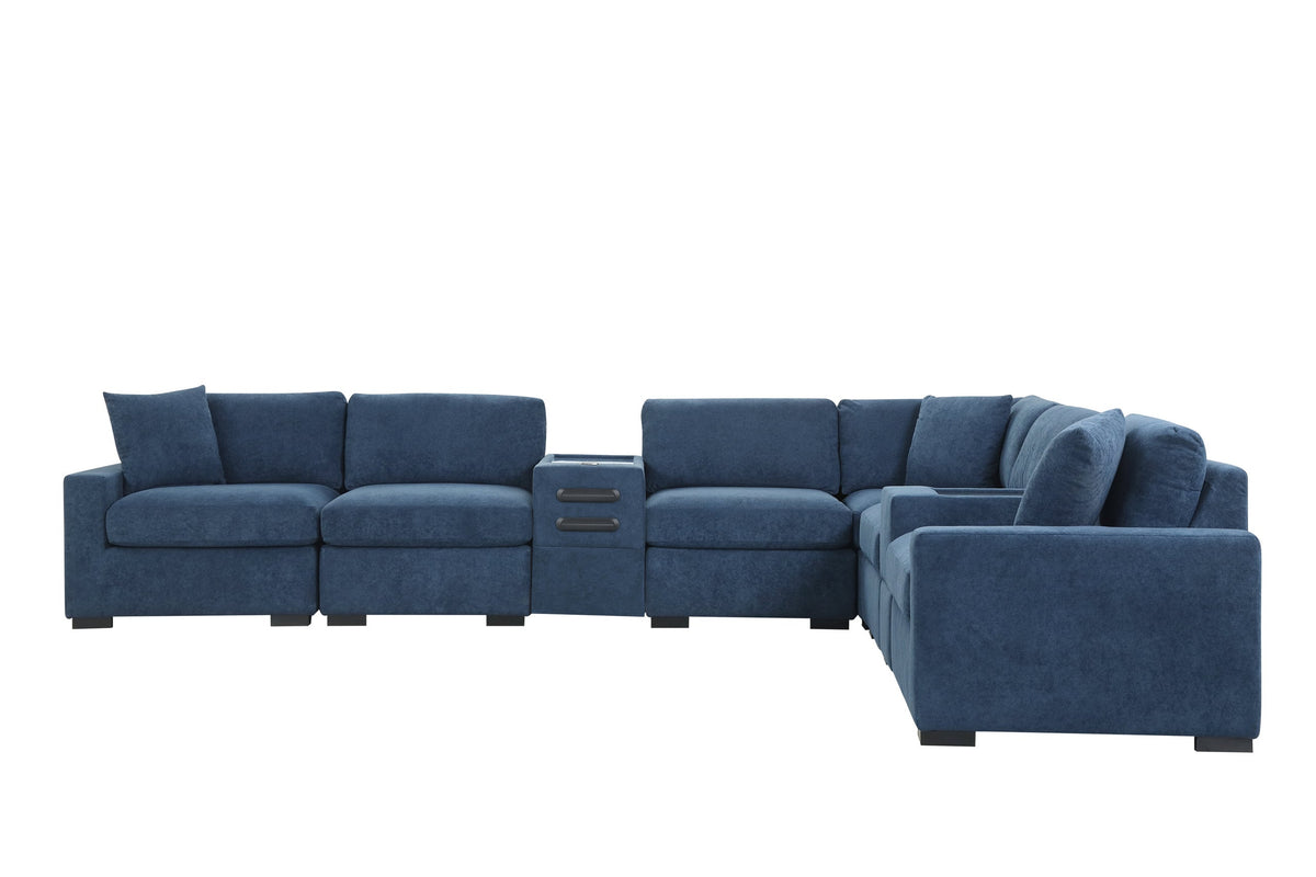 Barista Blue 8-Piece Performance Fabric Modular Sectional Set