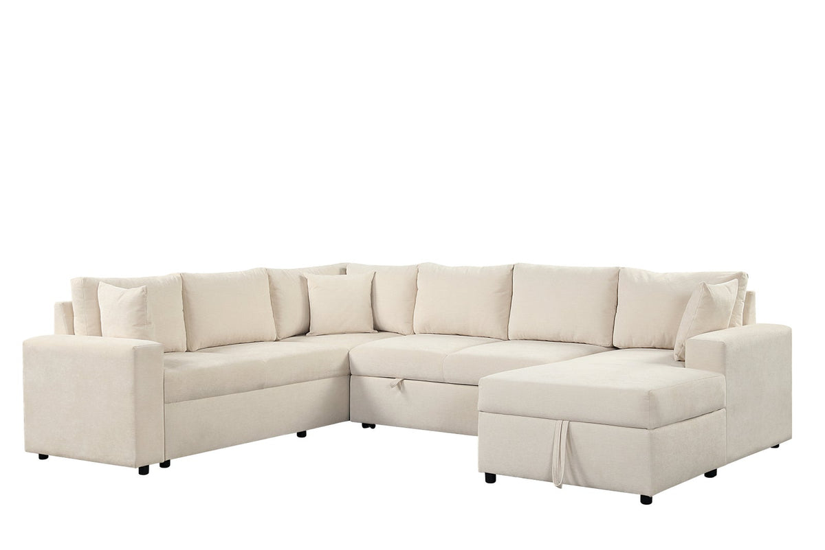 Sand Ever Corduroy Sectional with Pull-Out Bed