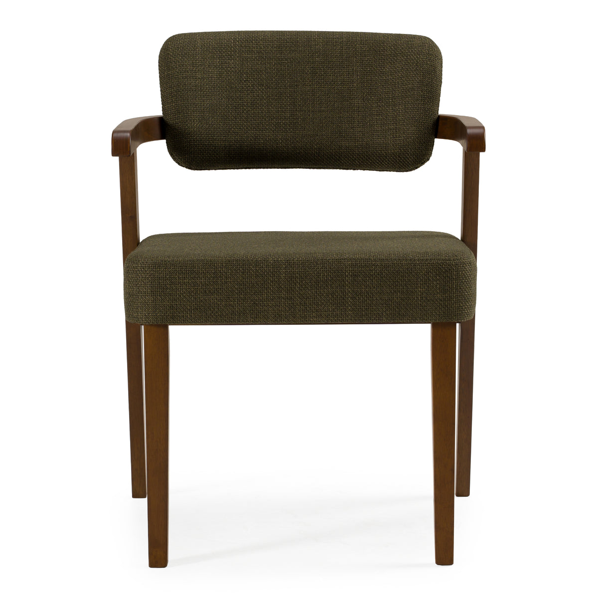 Sacks - Mid-Century Modern Green Fabric + Walnut Dining Chair - original 3