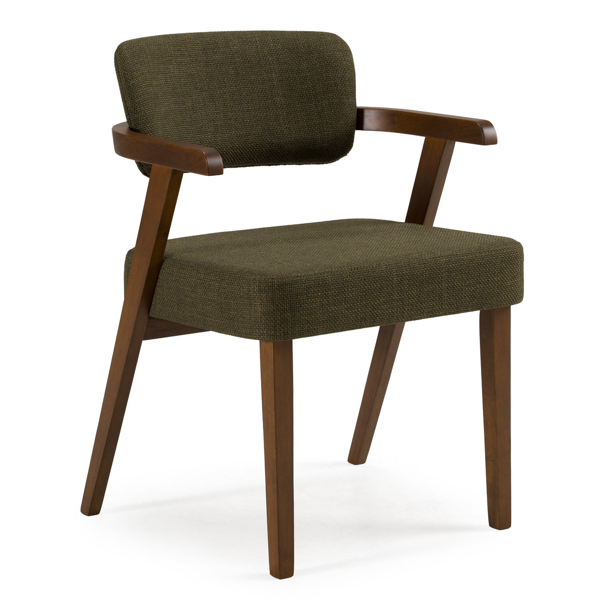 Sacks - Mid-Century Modern Green Fabric + Walnut Dining Chair - original 4