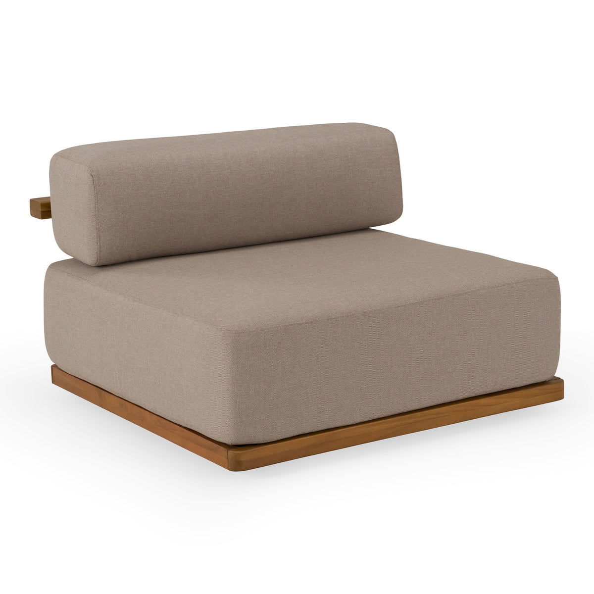 Saint Croix - Outdoor Light Brown Olefin Fabric + Teak Armless Seat - original 1