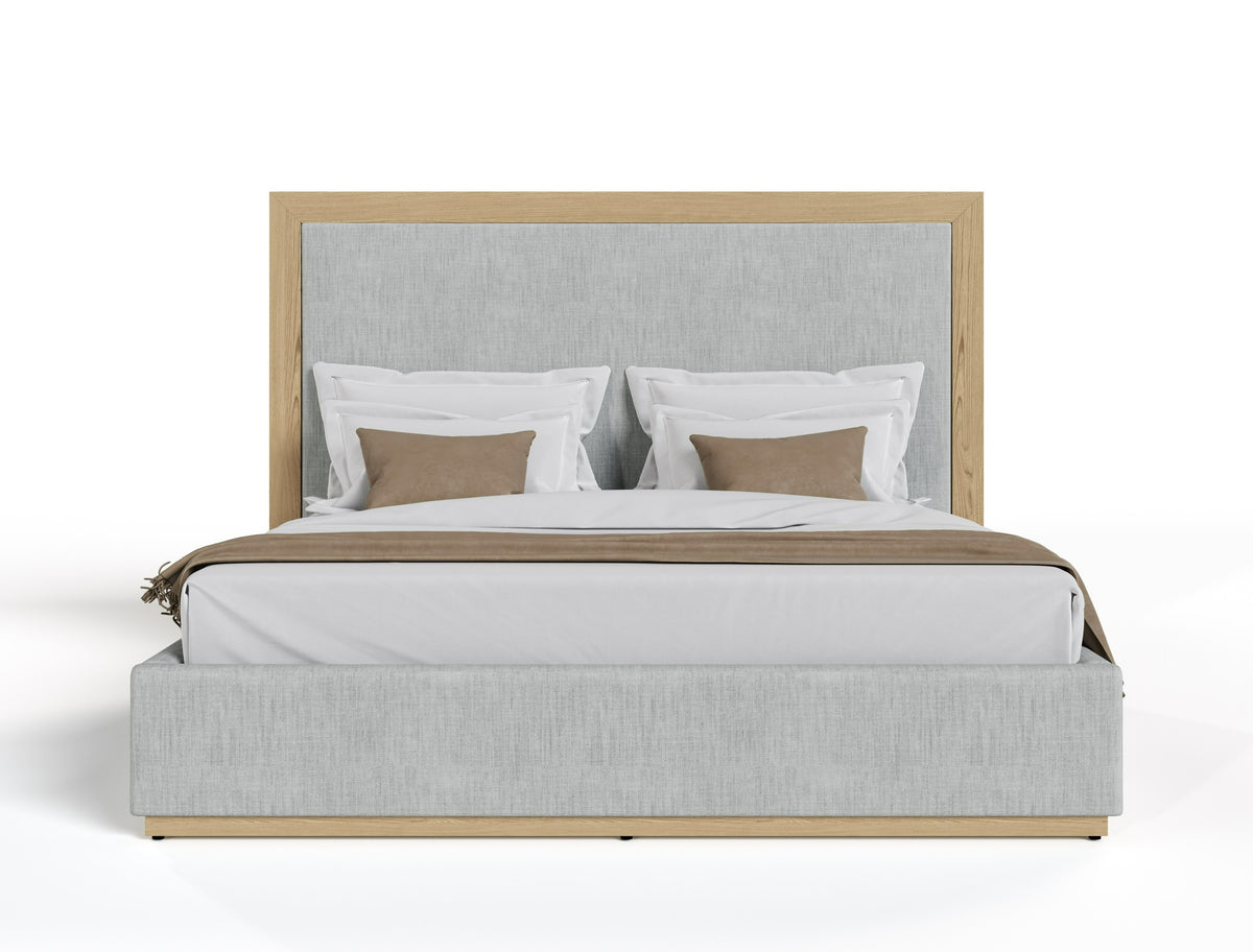 Santa Barbara - Modern Grey Fabric + Natural Bed