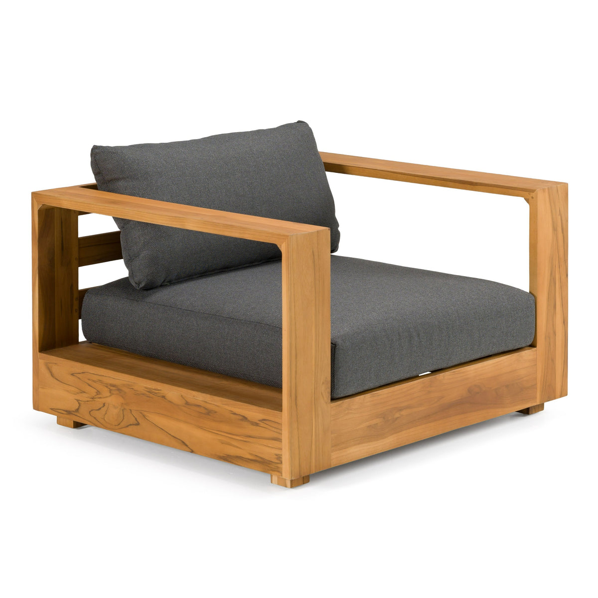 Santorini - Outdoor Olefin Fabric + Natural Teak Lounge Chair - original 1
