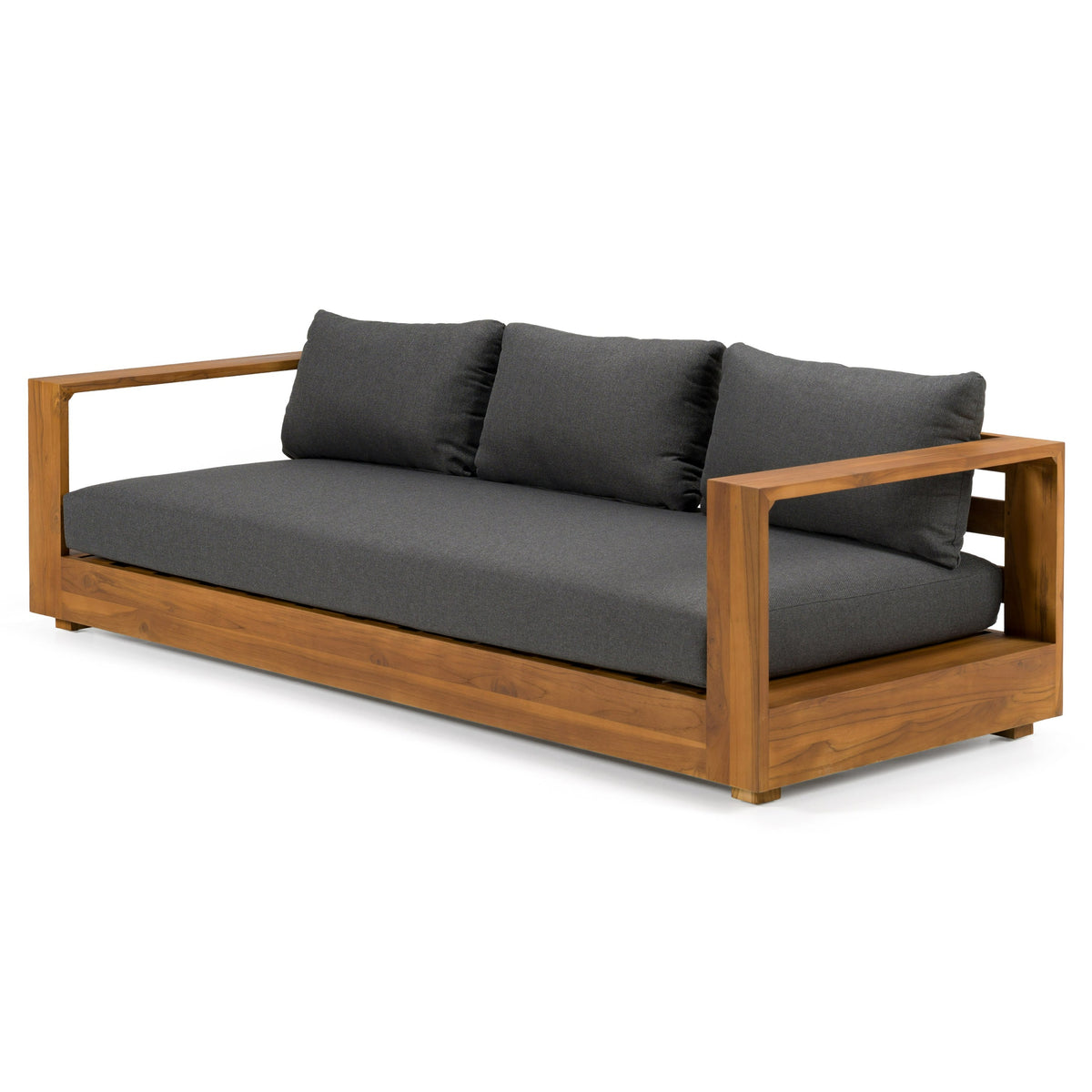 Santorini - Outdoor Olefin Fabric + Natural Teak Sofa - original 1