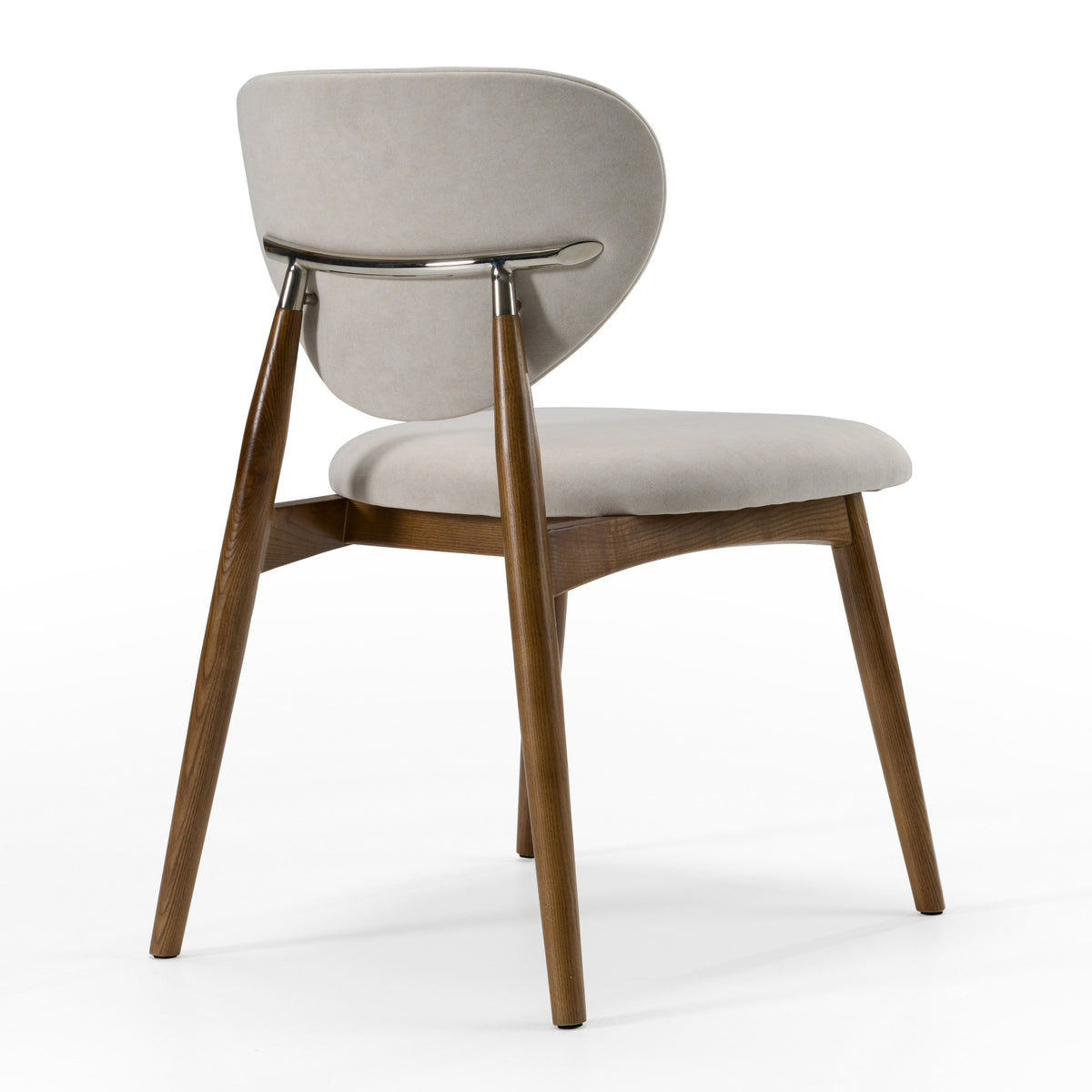 Savannah - Mid-Century Modern Grey Fabric + Walnut Dining Chair