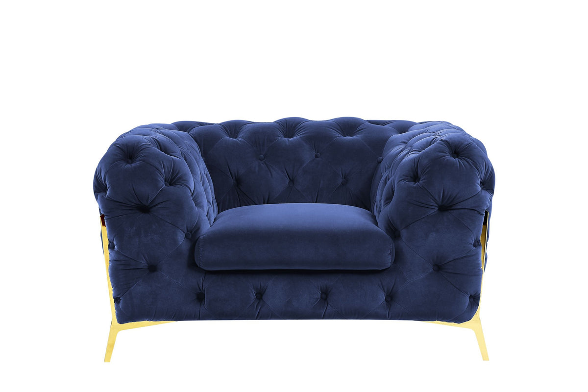 Sheila - Transitional Dark Blue Fabric Chair
