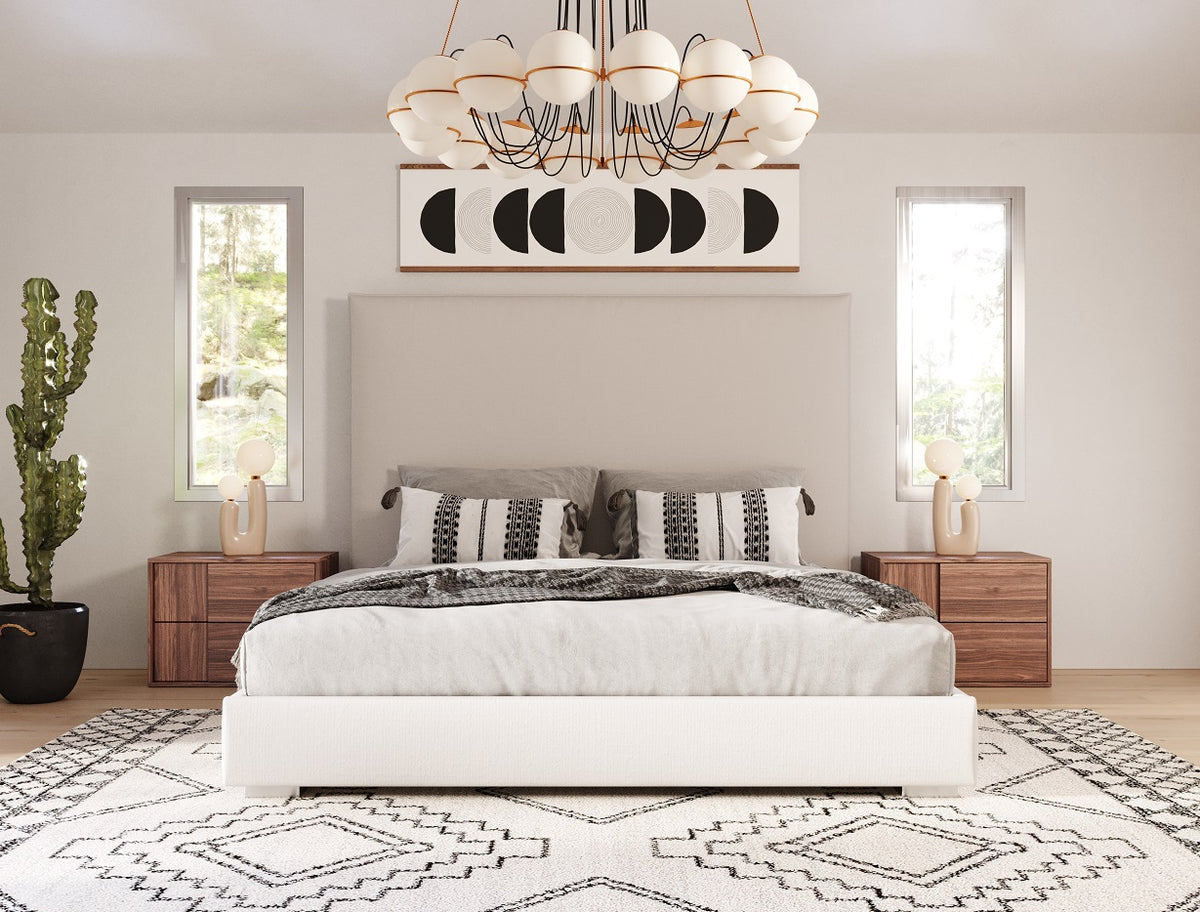 Sogno - Italian Modern Beige Fabric High Headboard EK Bed