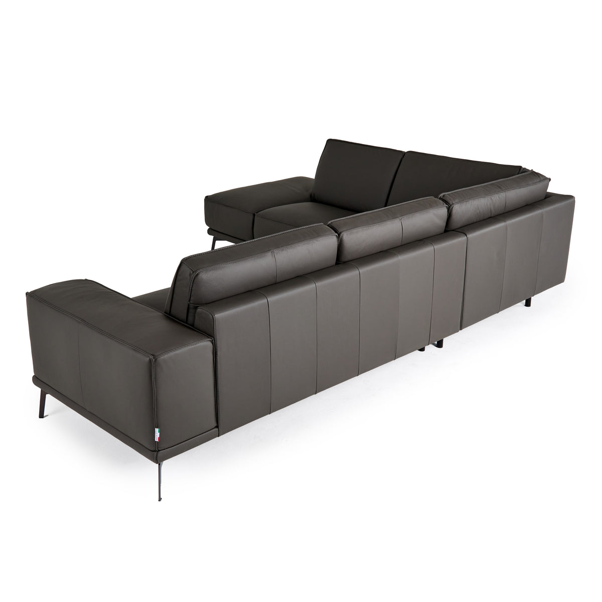 Soho - Italian Left Facing Grey Nirvana Fume Leather Sectional Sofa