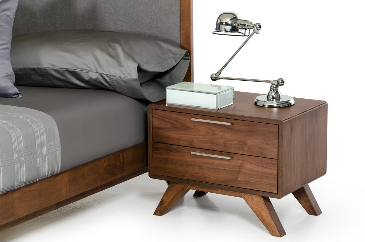 Soria Mid-Century Walnut Nightstand