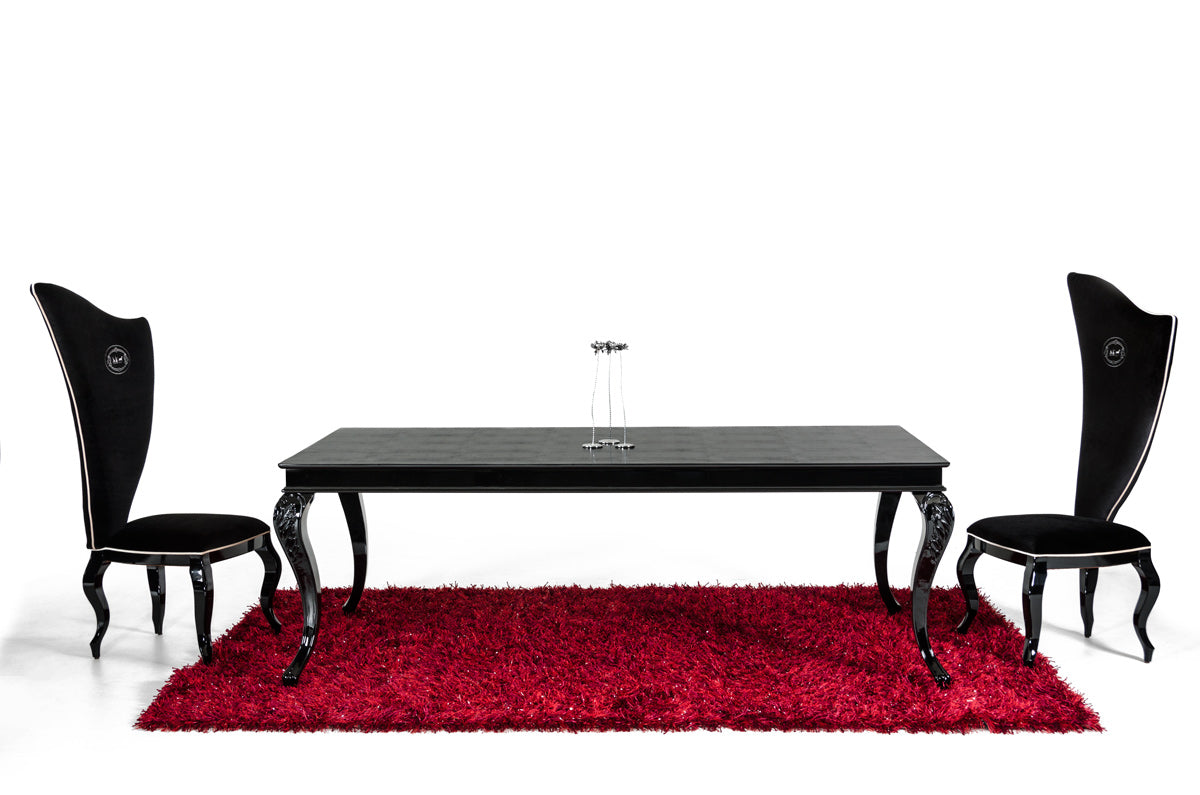 Sovereign Transitional Black Crocodile Dining Table w/ Black Gloss Legs