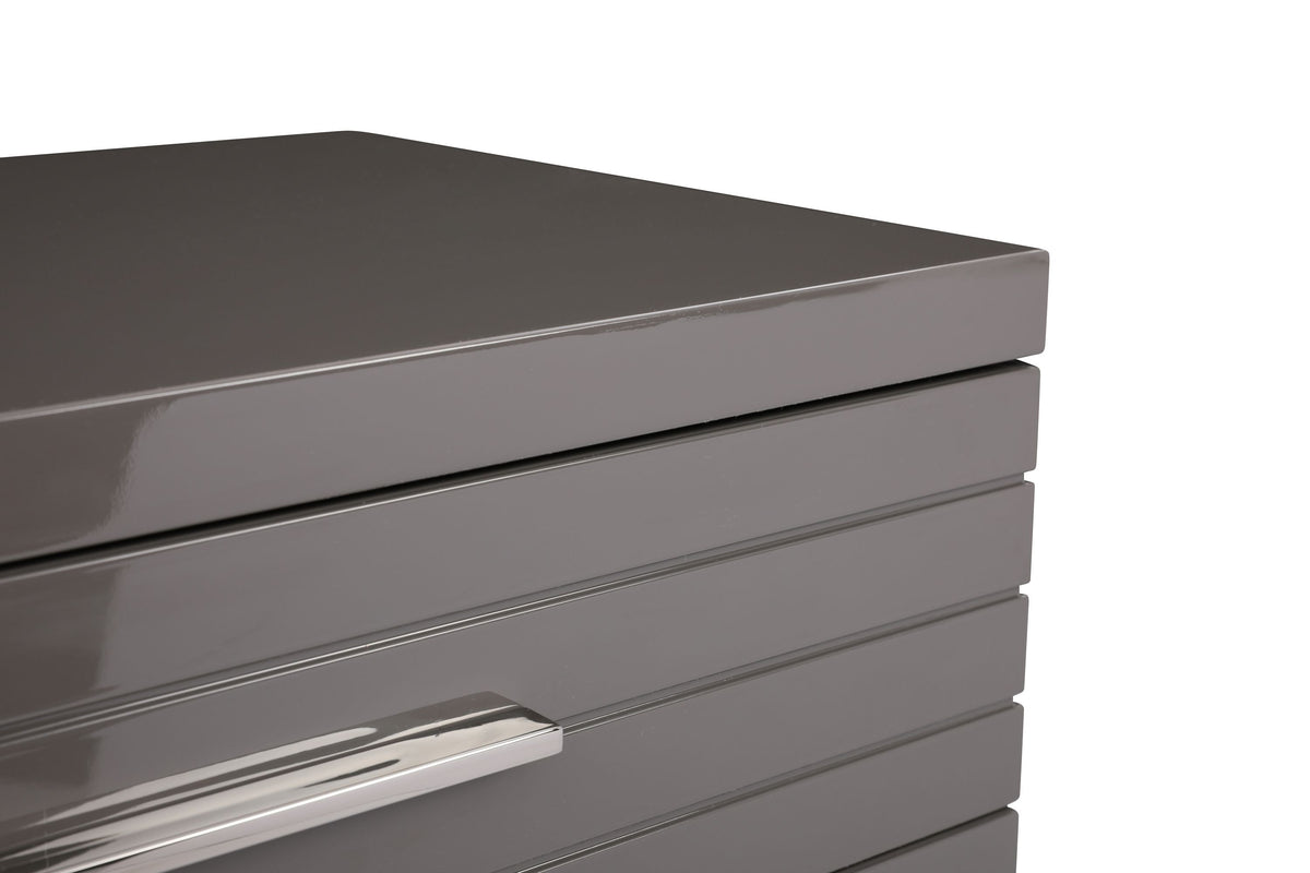 Splendor - Grey High Gloss Slatted Chest