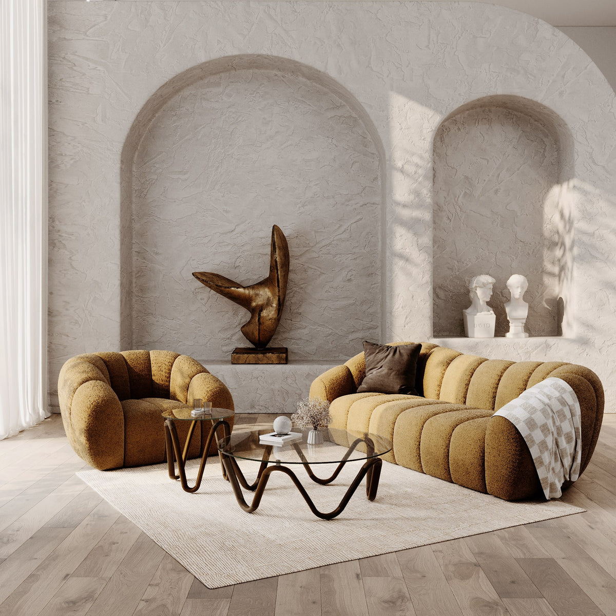 Suki - Modern Camel Fabric Sofa - original 5