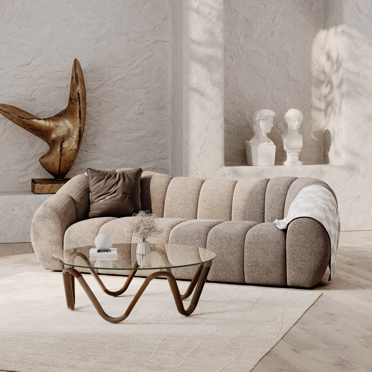 Suki - Modern Taupe Fabric Sofa - original 5