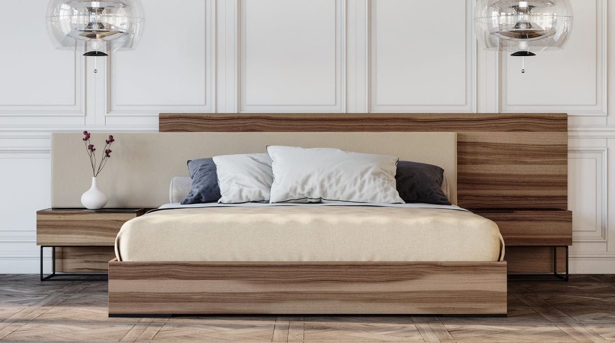 Matteo - Italian Modern Walnut & Fabric Bed