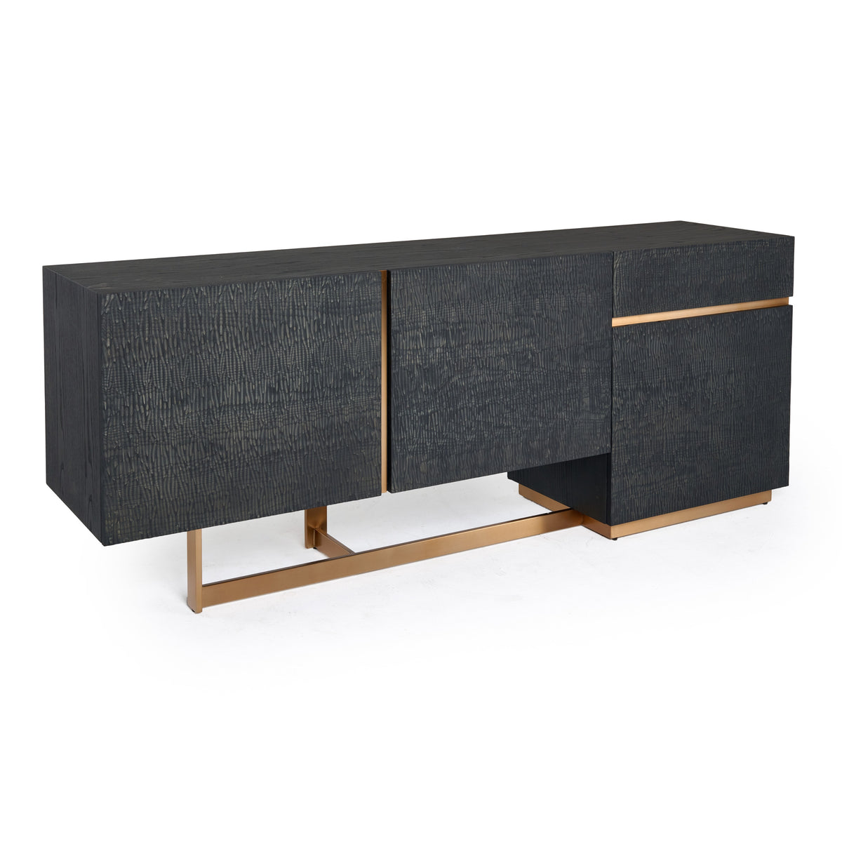 Tasha - Modern Black Ash + Brushed Gold Buffet