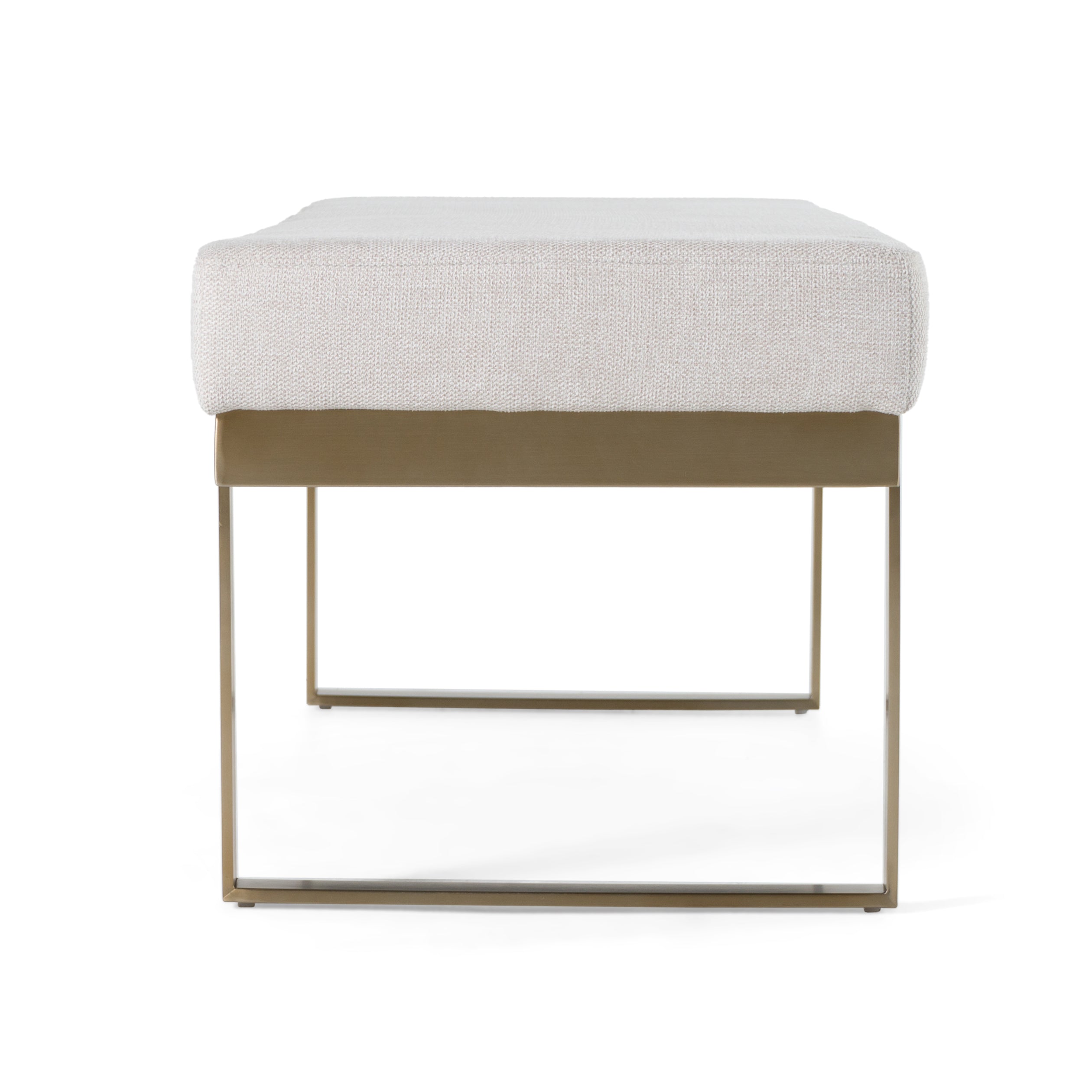 Modrest Tatum - Modern Off-White Fabric + Brass Dining Bench