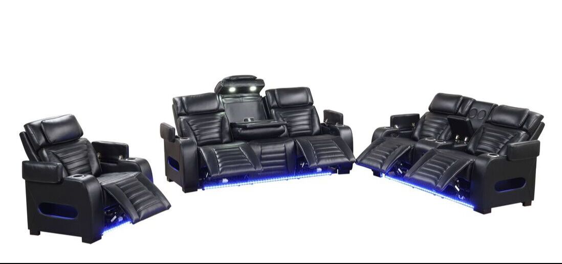 TOKYO 3PC Black Power Reclining Set โ FREE Rug or TV!