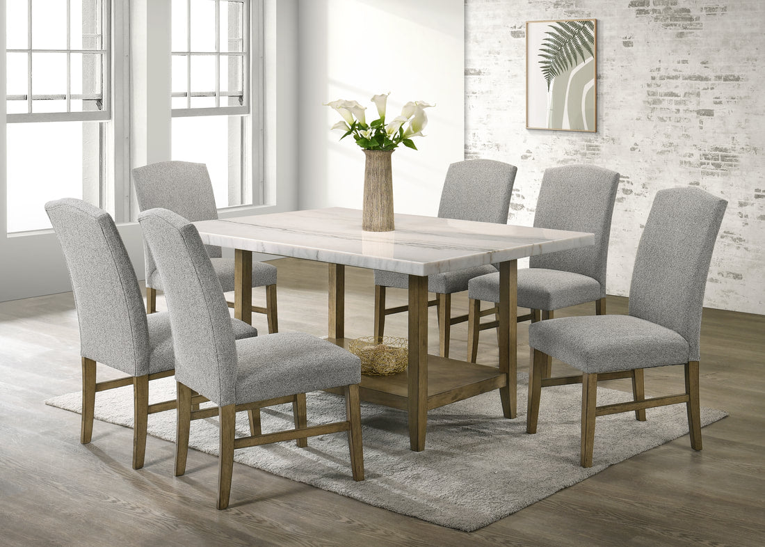 Lola10 - (GENUINE MARBLE) Table & 6-Chairs