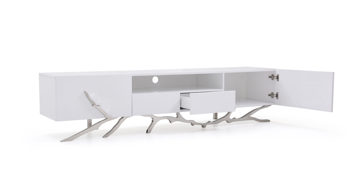 Legend 79"-Wide Modern White TV Stand