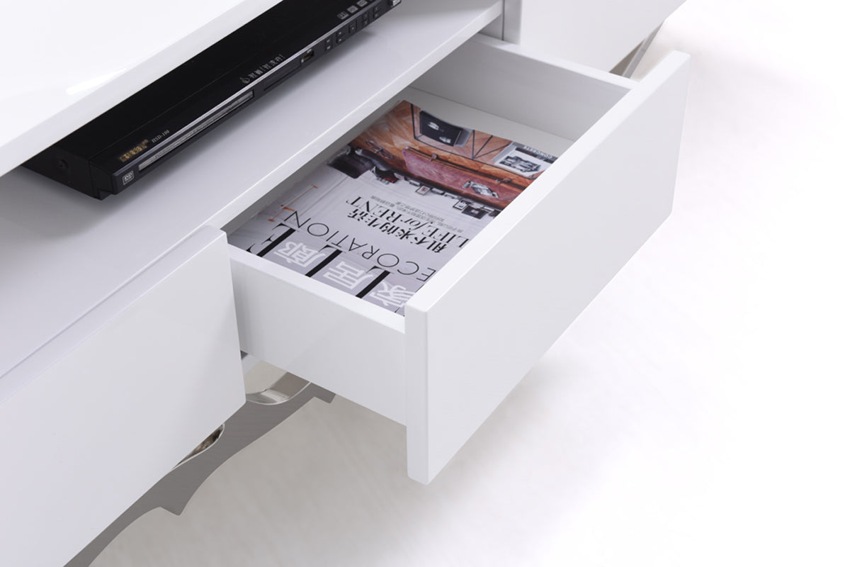 Legend 79"-Wide Modern White TV Stand