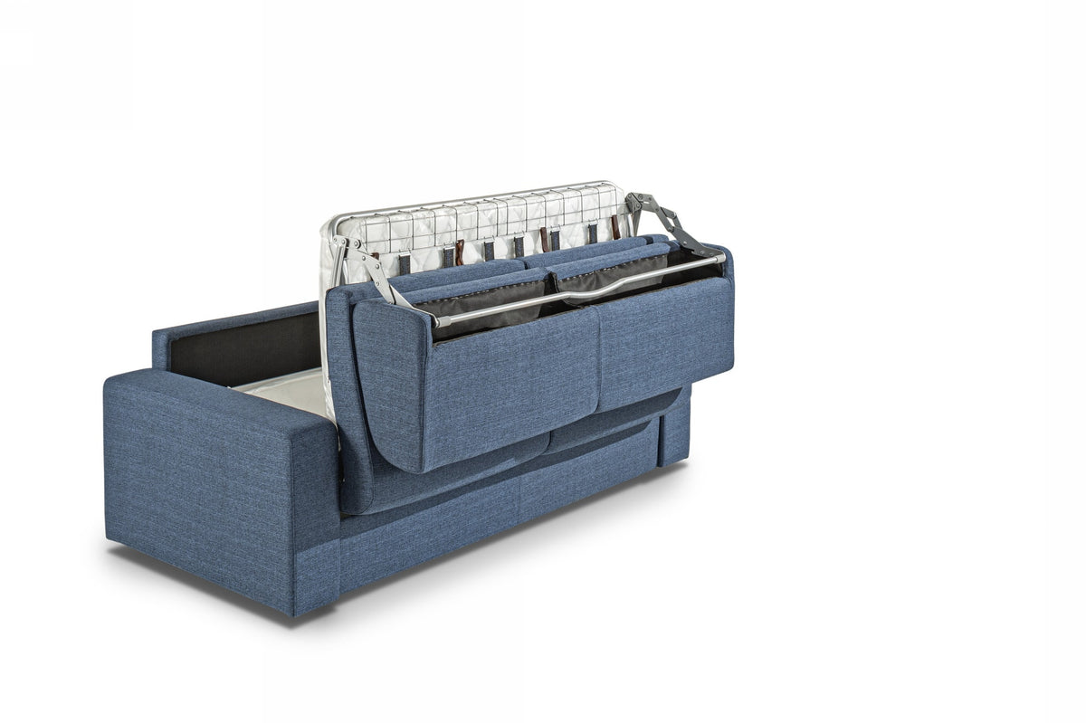 Made in Italy Urrita - Modern Blue Fabric Sofa Bed withQueen Size Mattress