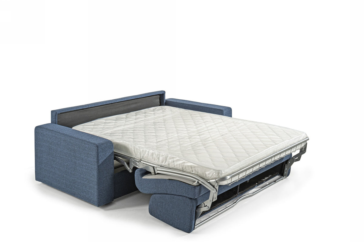 Made in Italy Urrita - Modern Blue Fabric Sofa Bed withQueen Size Mattress