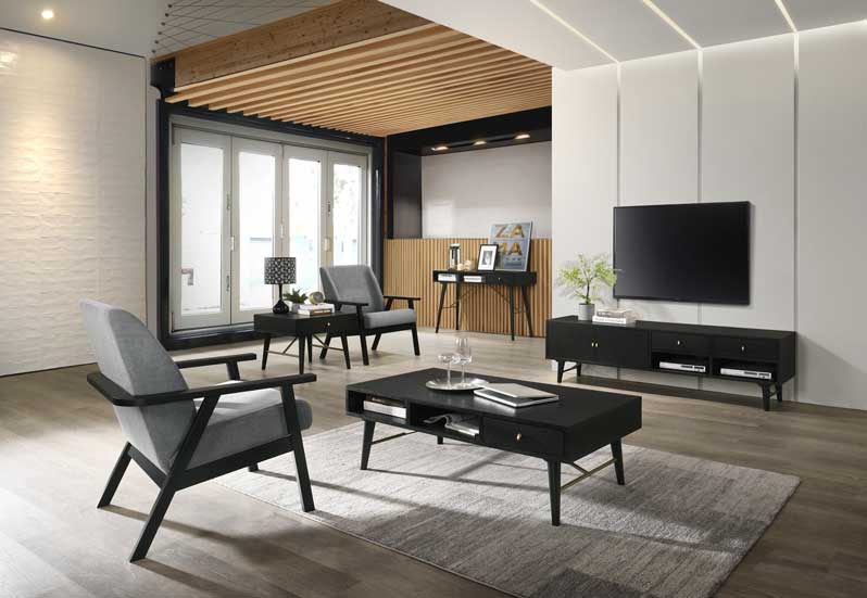 Modrest Borden - Modern Black and Grey Fabric Accent Chair