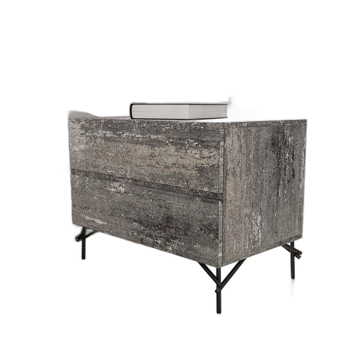 Aria - Italian Modern Multi Grey Bed and Two Nightstands