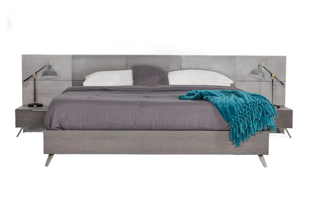 Bronx Italian Modern Faux Concrete & Grey Nightstand