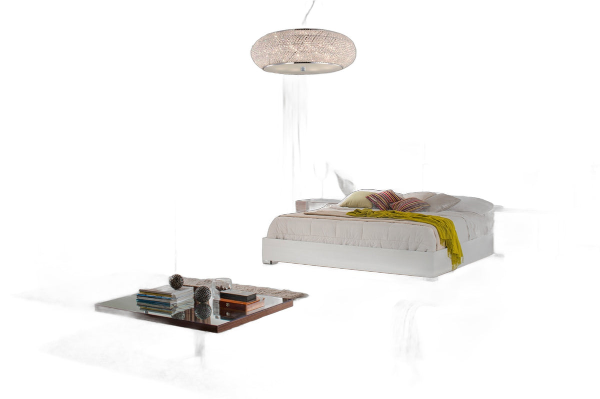 Giovanna Italian Mid-Century White & Cherry Bed