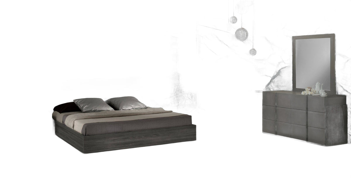 Queen Lucia - Italian Modern Matte Grey / Elm Grey Bedroom Set