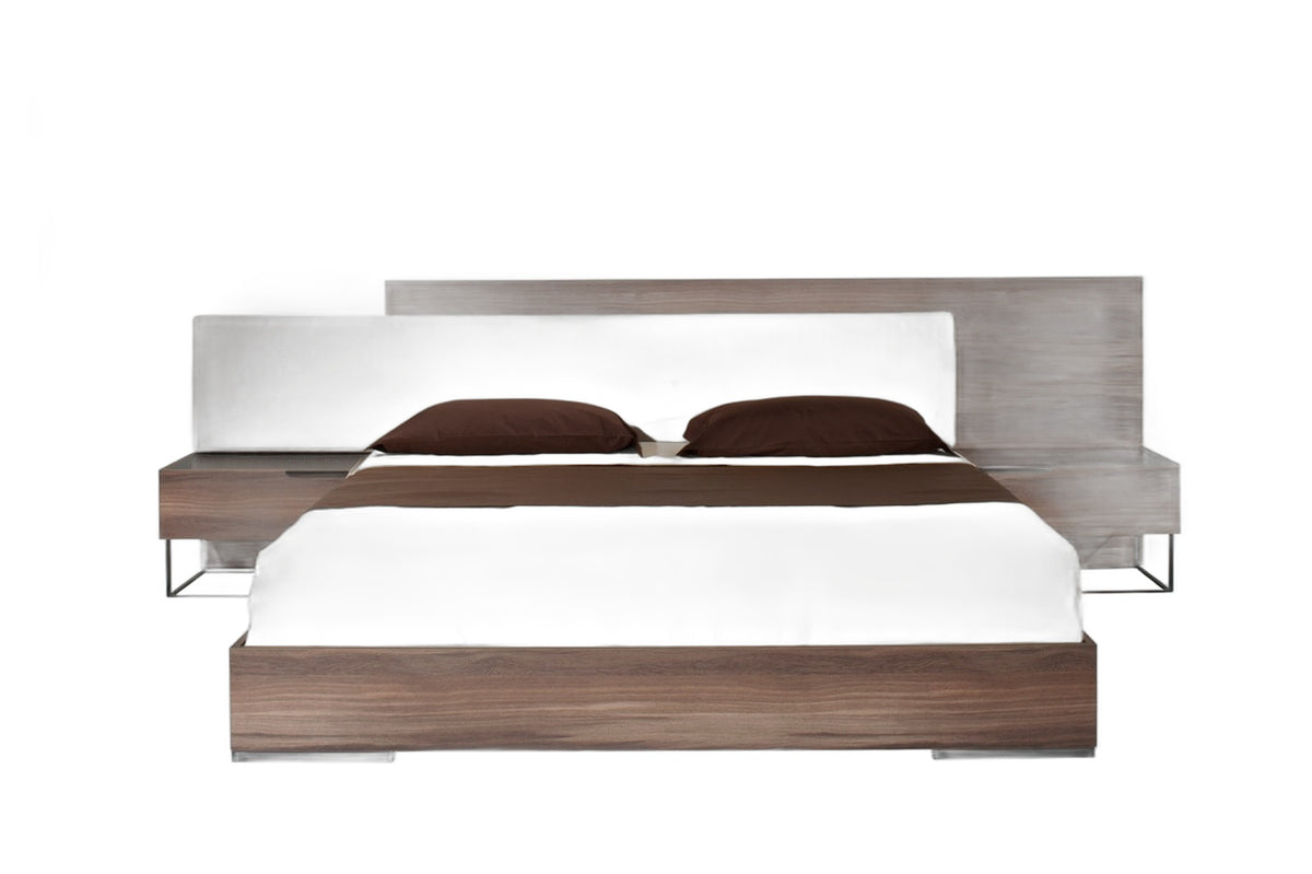 Matteo - Italian Modern Walnut & Fabric Bed