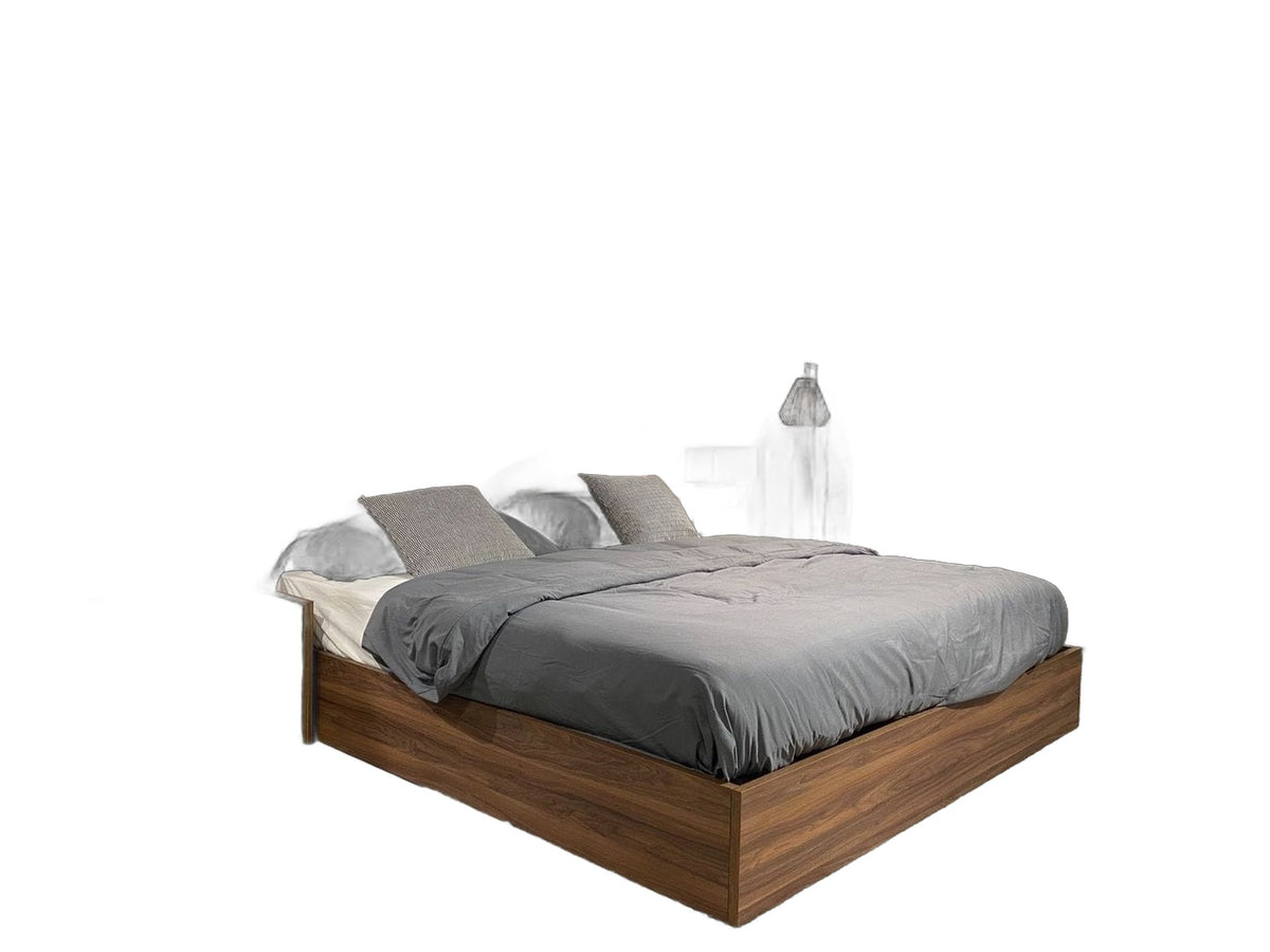 Rado - Queen Modern Walnut & Volcanic Slate Bed