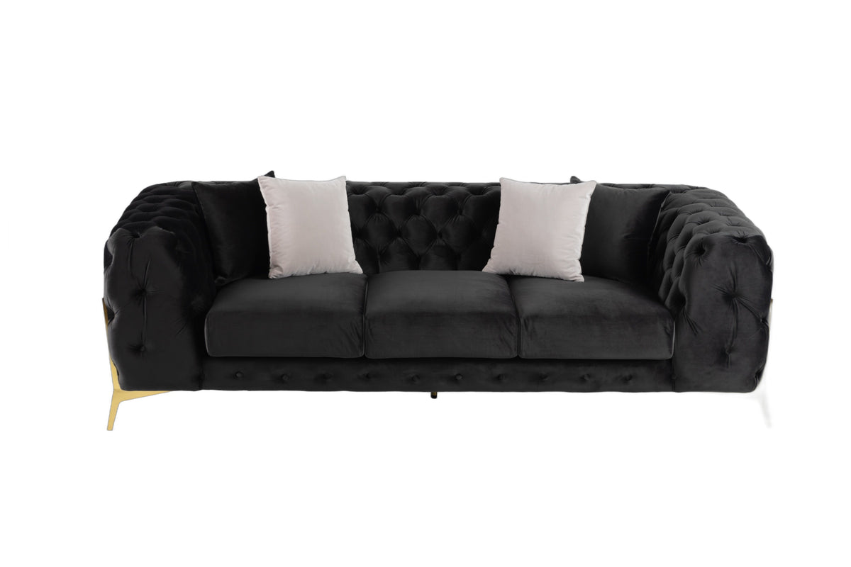 Clarice - Transitional Black Velvet Sofa