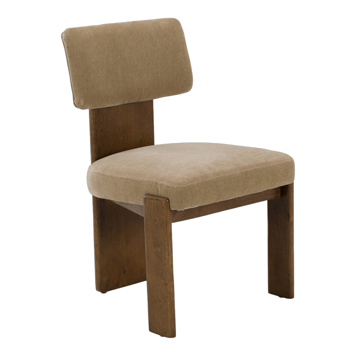 Solis - Modern Tan Fabric + Walnut Dining Chair (Set of 2)