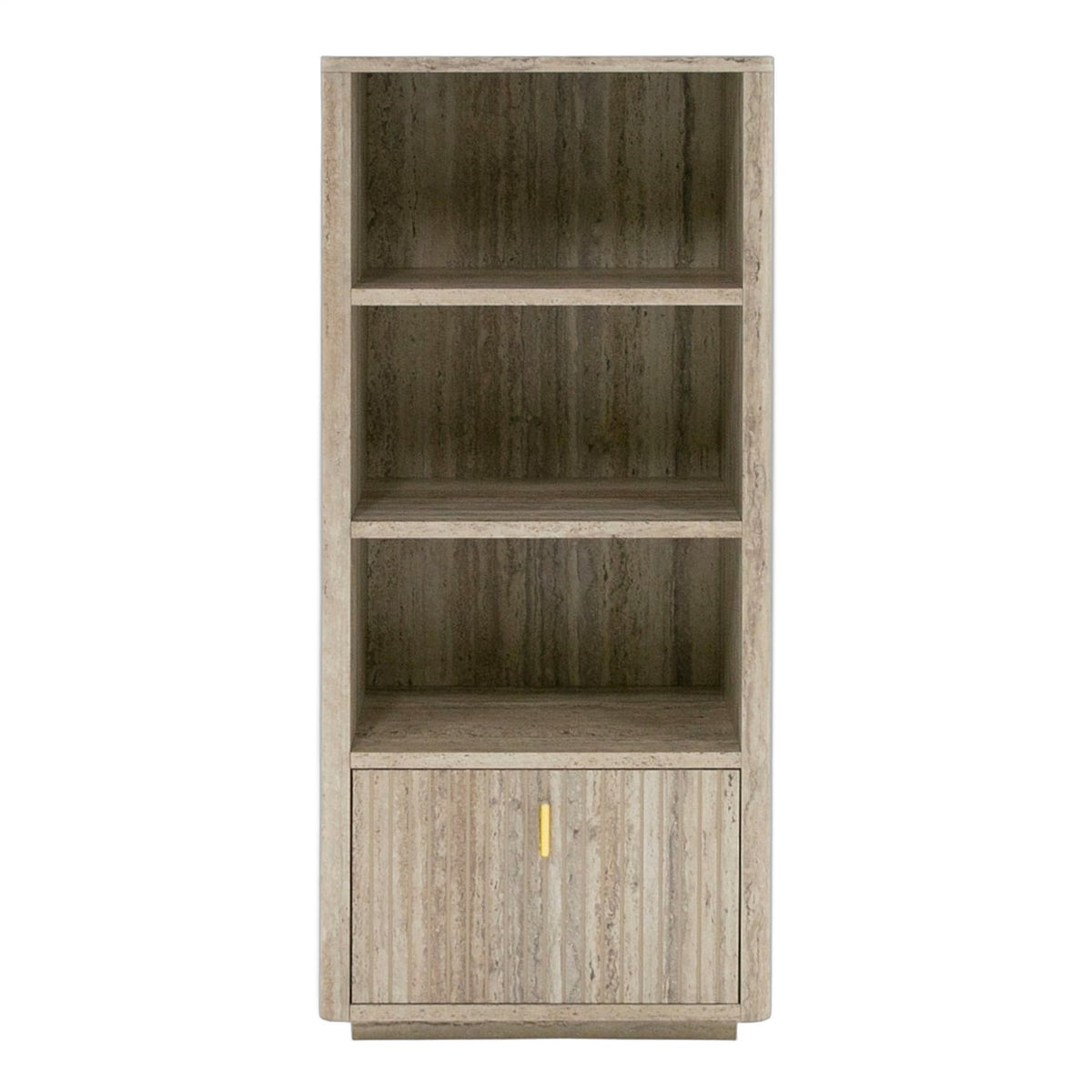 Roma - Modern Faux Travertine + Gold Bookcase