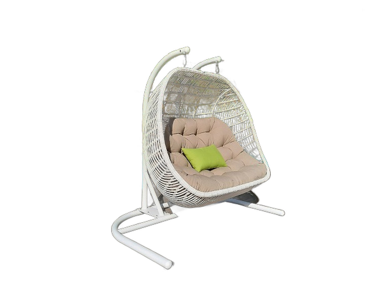 San Juan Outdoor White & Beige Hanging Chair
