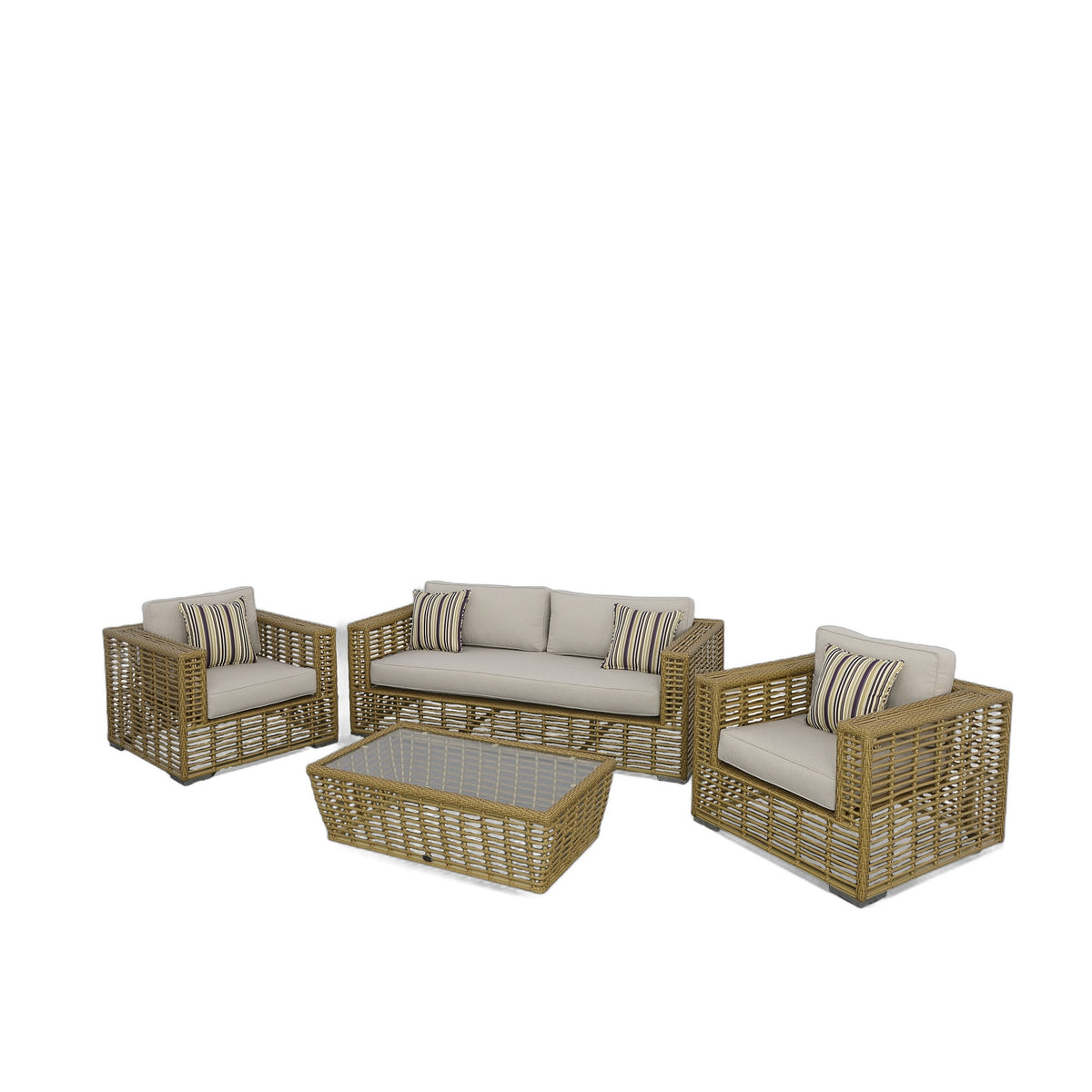 Ko Tao - Outdoor Beige + Wicker Sofa