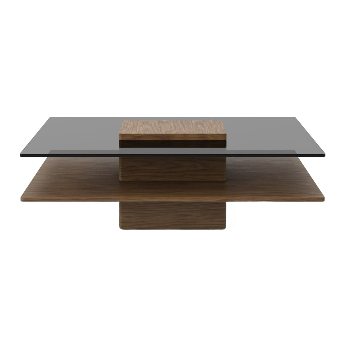 Clarion - Modern Walnut & Grey Glass Coffee Table