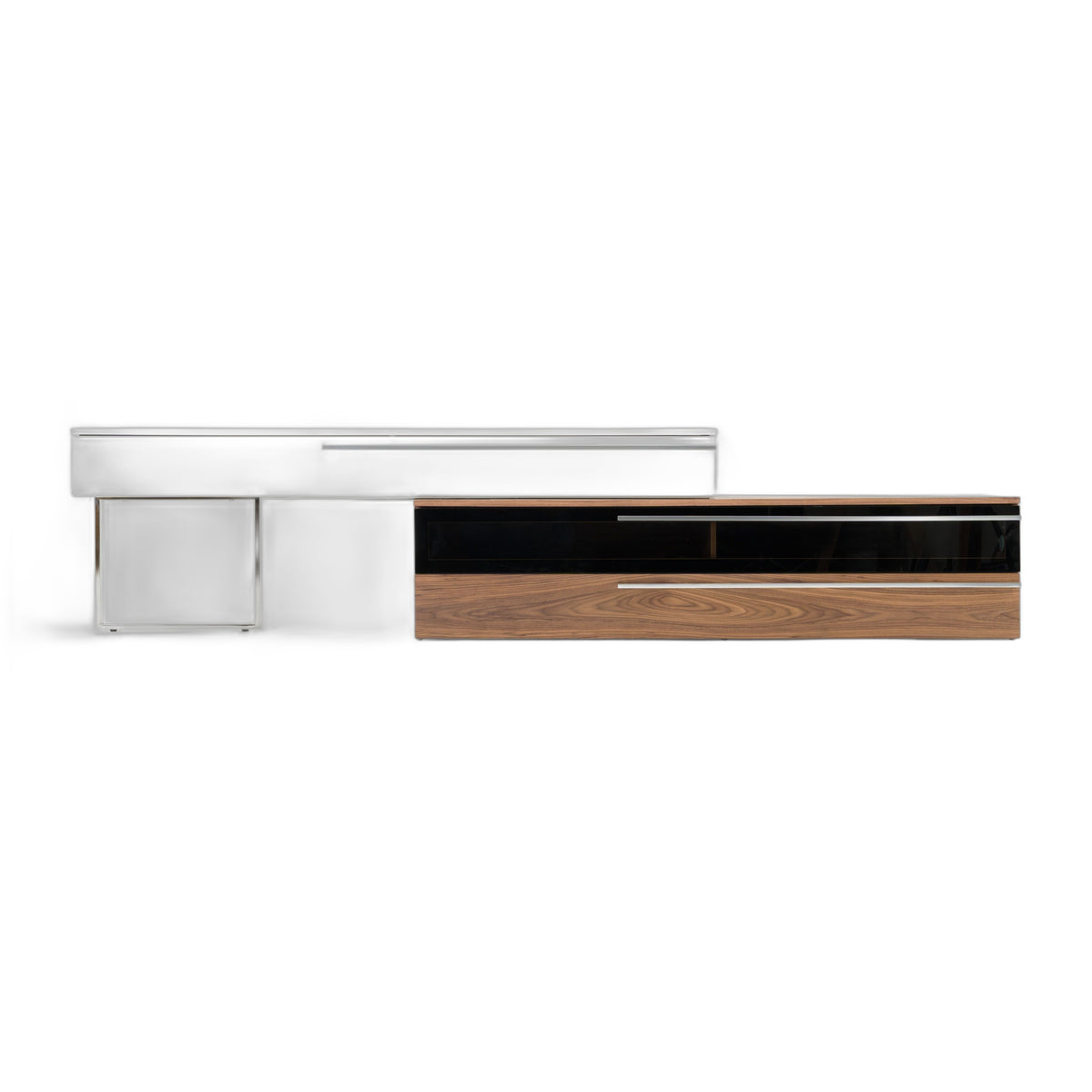 Karlstad - Modern White + Walnut TV Stand