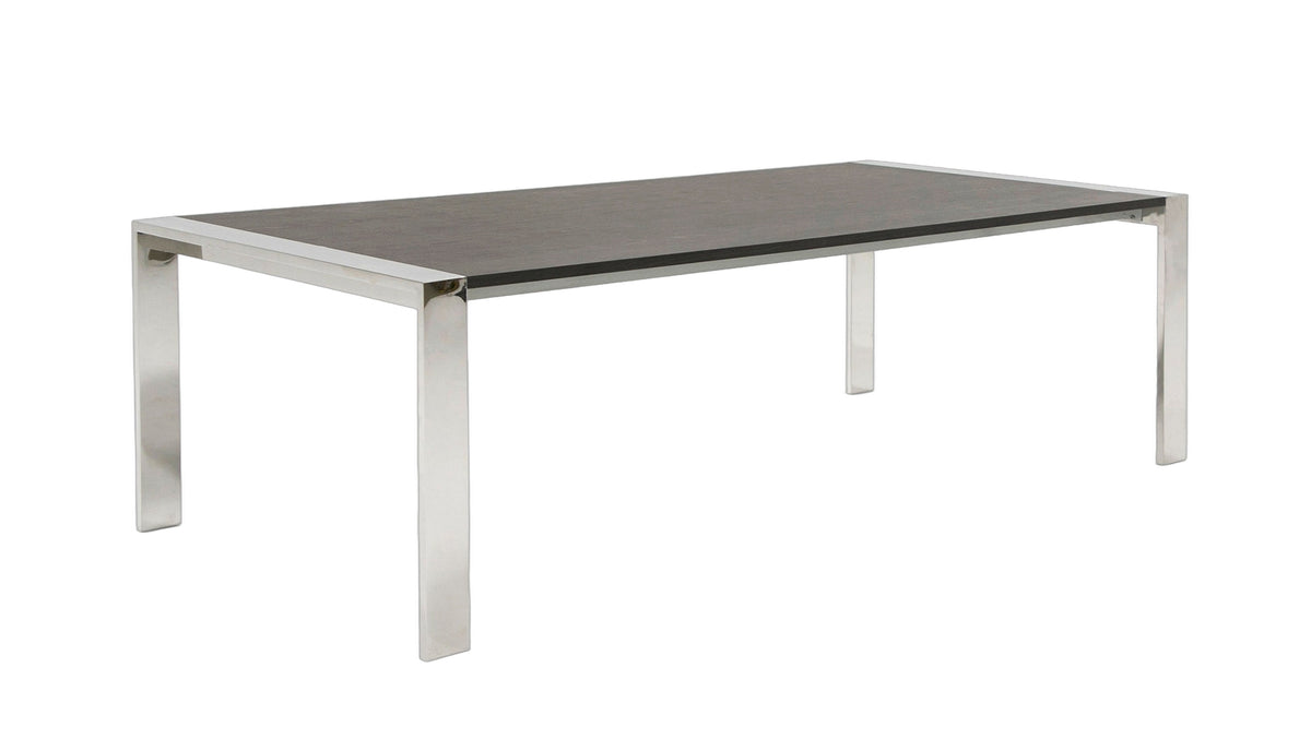 Fauna - Modern Elm Grey & Stainless Steel Chrome Dining Table