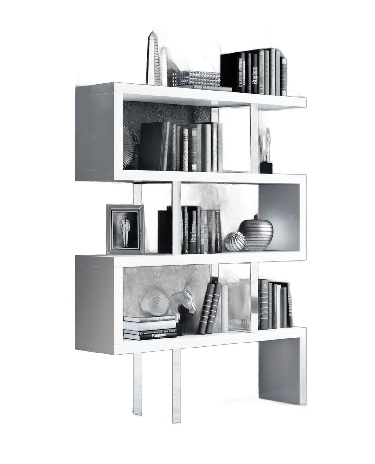Maze Modern White High Gloss Bookcase