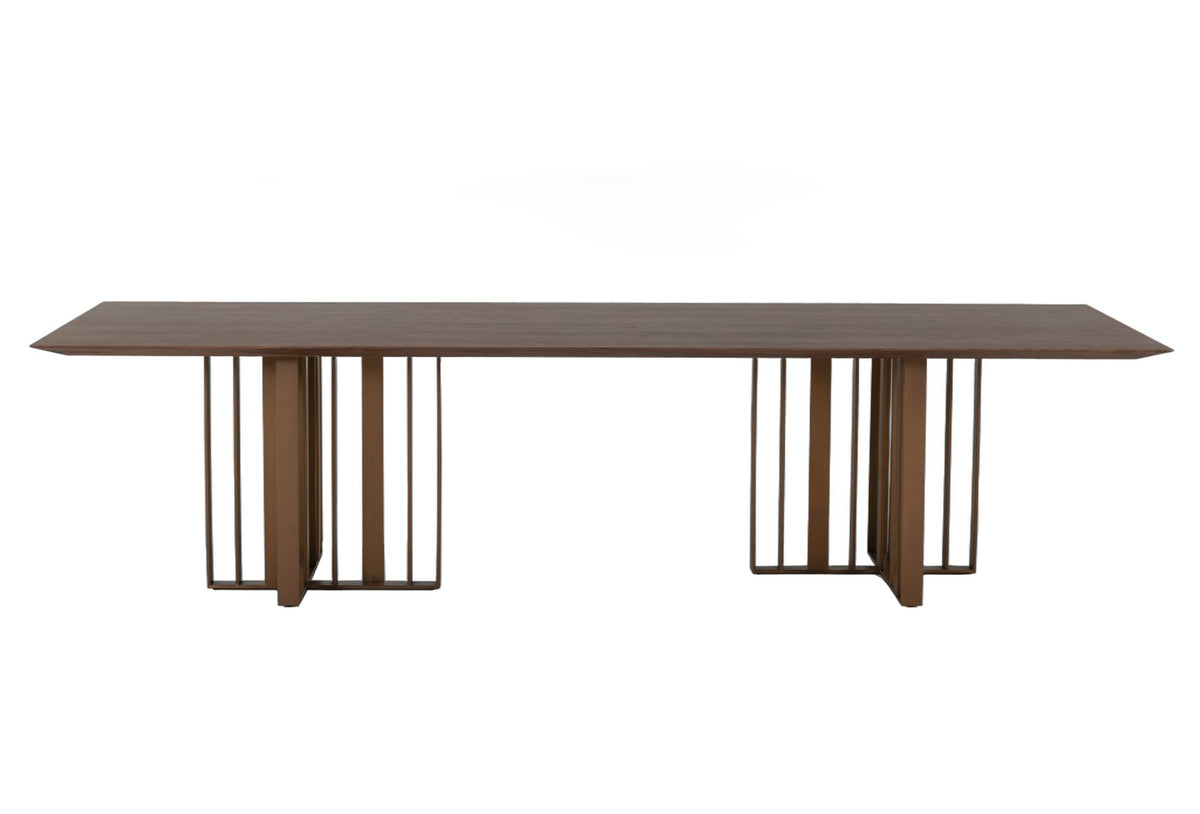 Livia - Modern Wenge & Gold Stainless Steel Dining Table