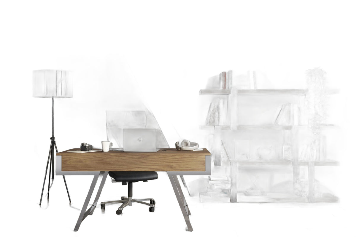 Brewer - Modern Walnut Glass & Stainless Steel Bookshelf