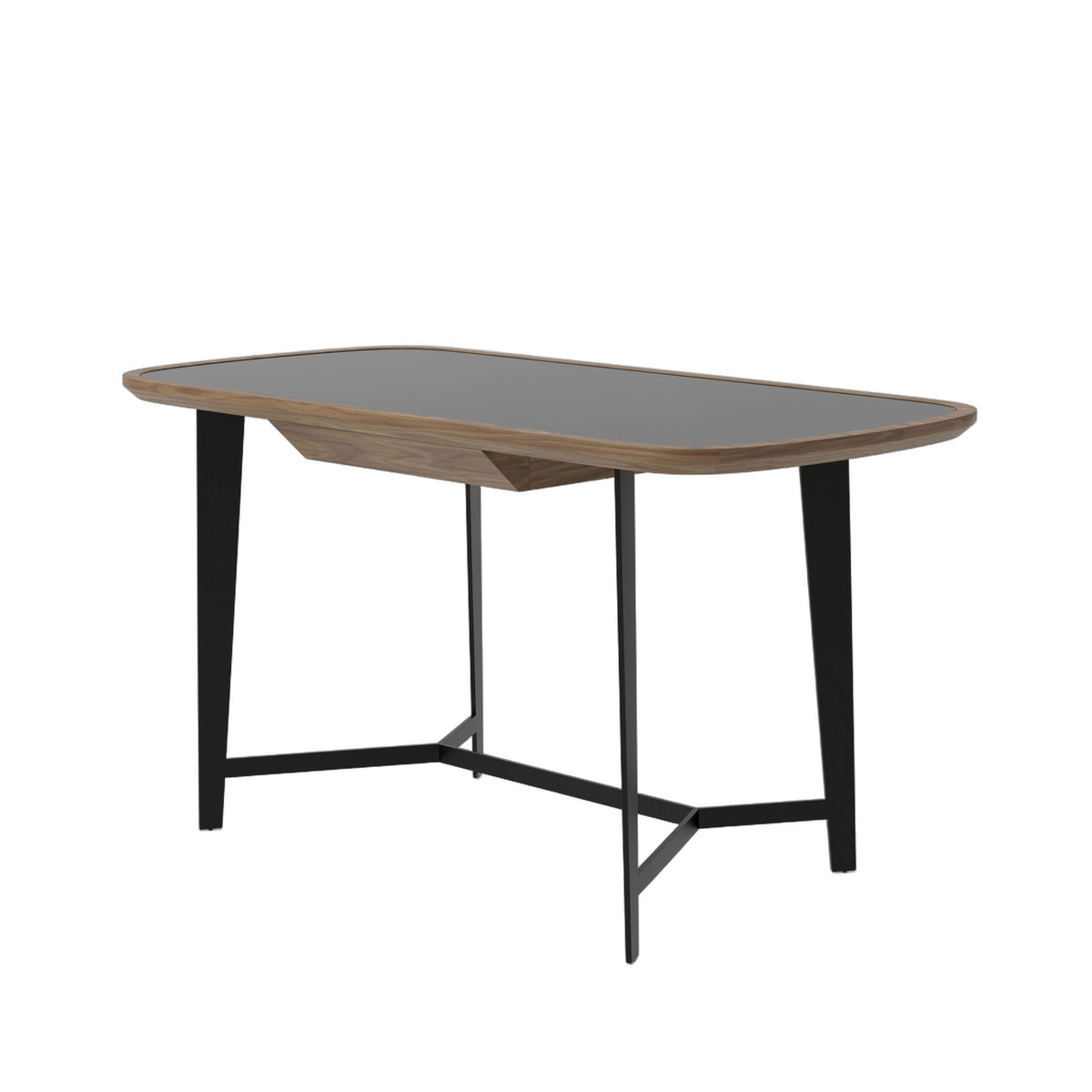 Girard - Modern Walnut & Black Glass Desk