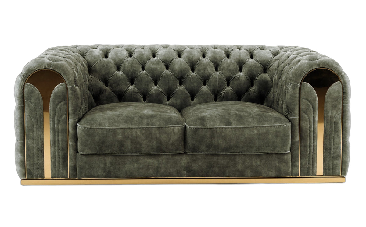 Dosie - Transitional Grey Velvet Loveseat
