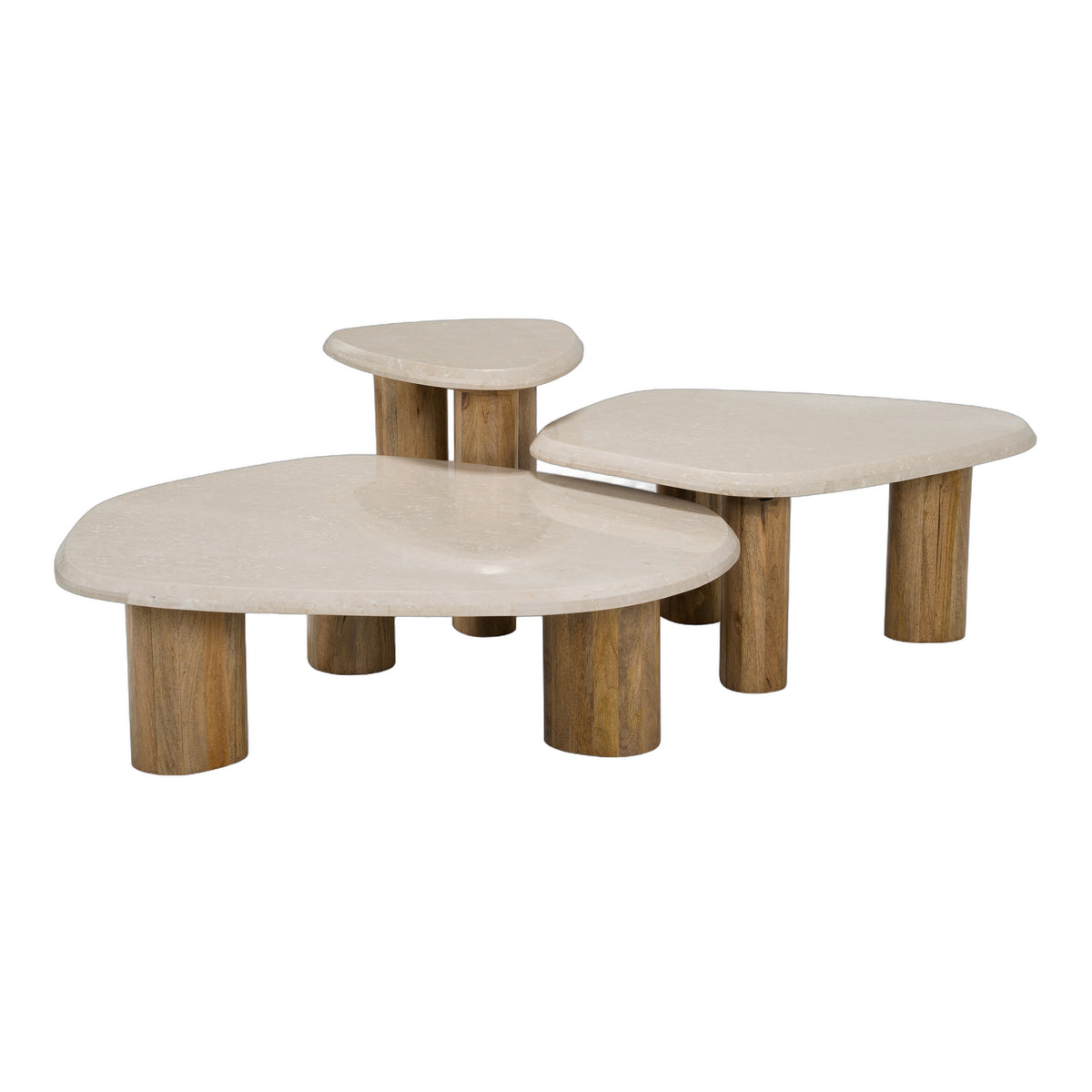 Marlin - Modern Marble + Mango Wood Nesting Table Set