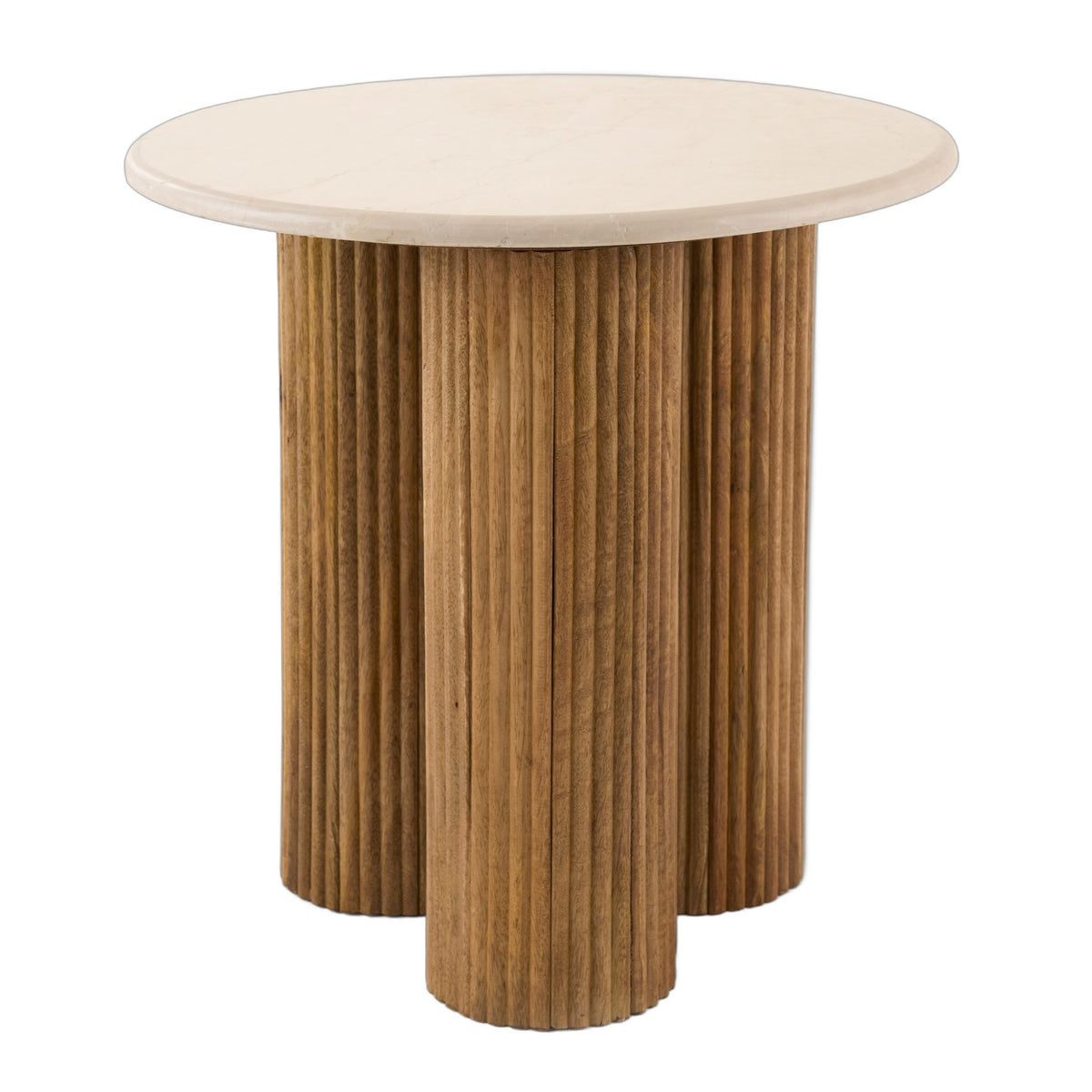 Hayden - Modern Marble + Wood Round End Table